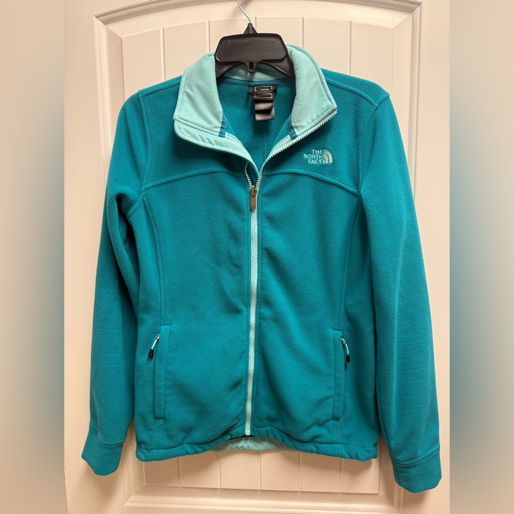 Women's The North Face Full-Zip Soft Fleece Jacket Teal Green Size Small EUC